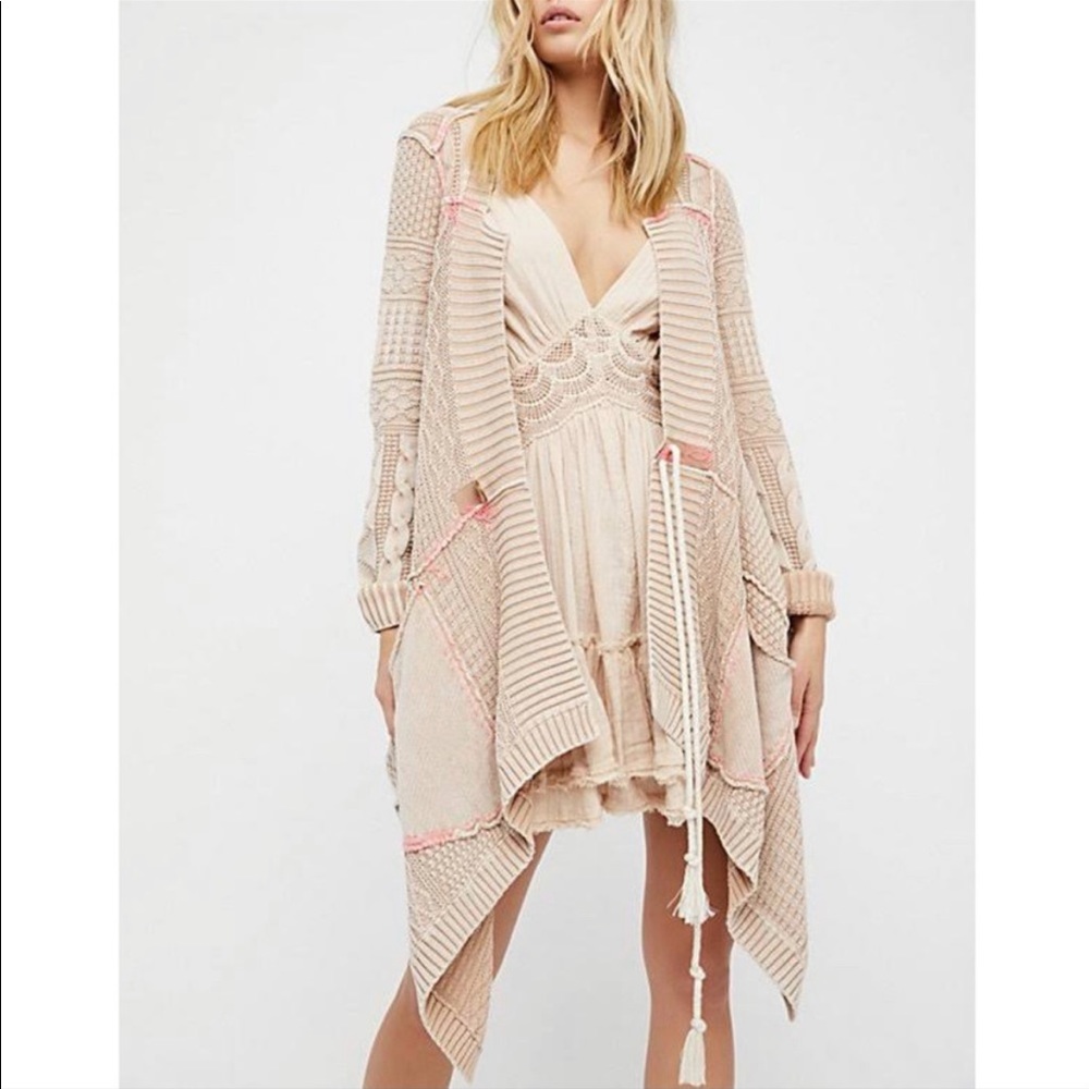 Free people all washed out cardigan tan sz Xs